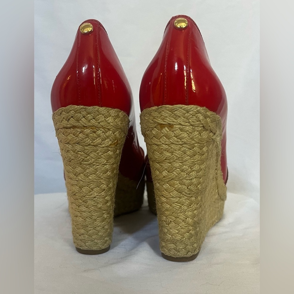 Michael Kors Red and Tan Wedge Espadrilles